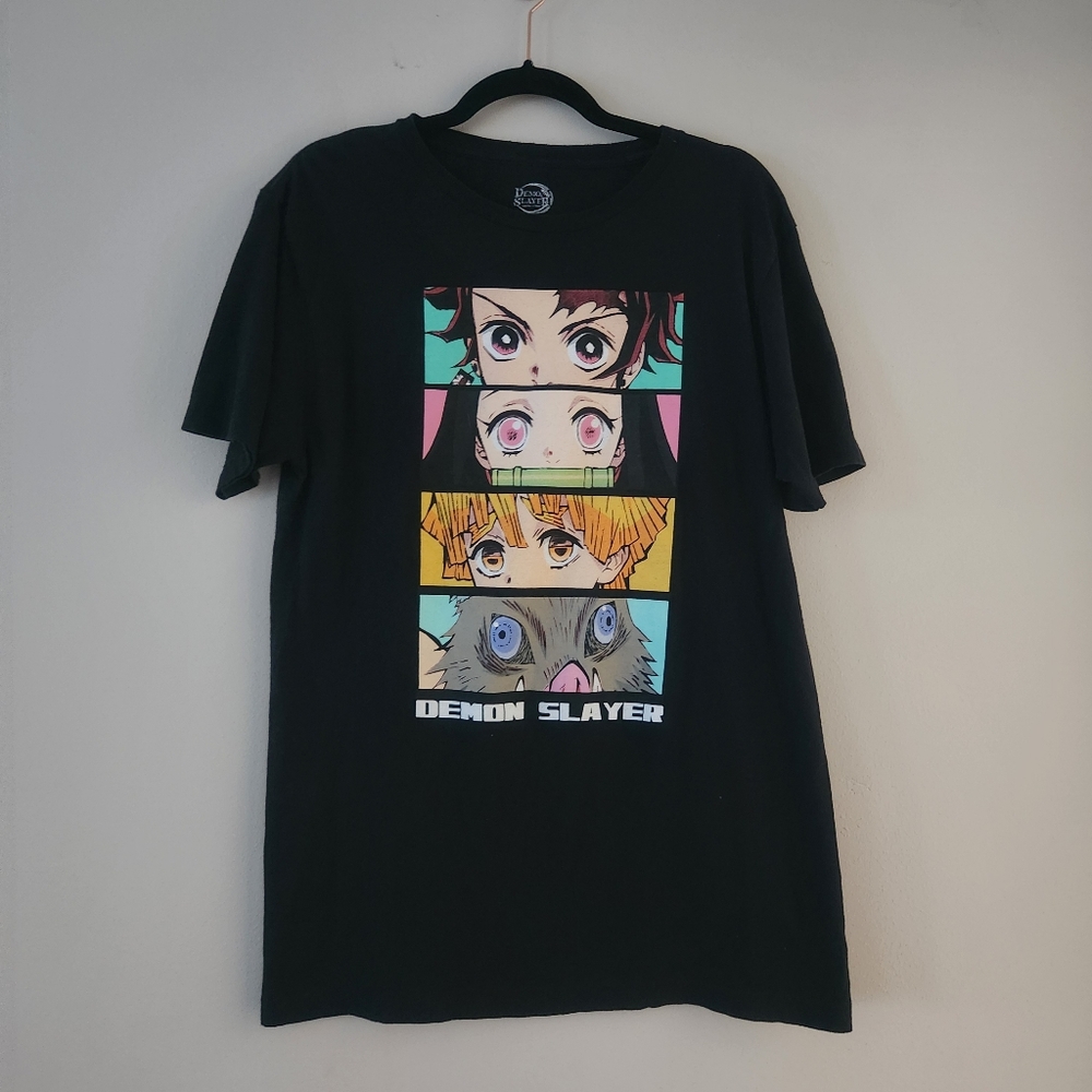 Demon Slayer black Short Sleeve tee large men's tshirt anime top